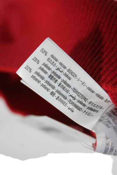 Zara Womens Pullover Sweater Collared Viscose Long Sleeve Red Size M