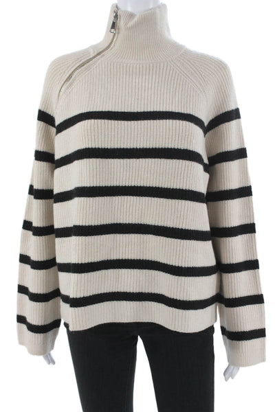Zara Women Pullover Turtleneck Striped Long Sleeve Beige Size S