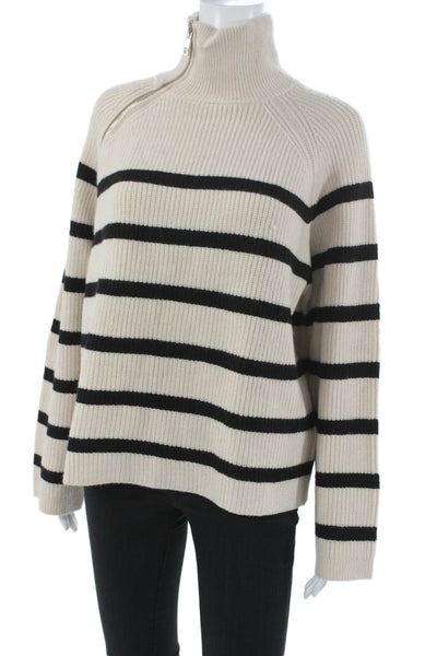 Zara Women Pullover Turtleneck Striped Long Sleeve Beige Size S