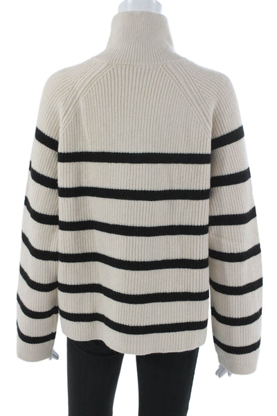 Zara Women Pullover Turtleneck Striped Long Sleeve Beige Size S
