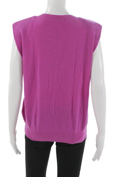 BR Women Cashmere Sweater Vest Pink Crew Neck Sleeveless Solid Size S