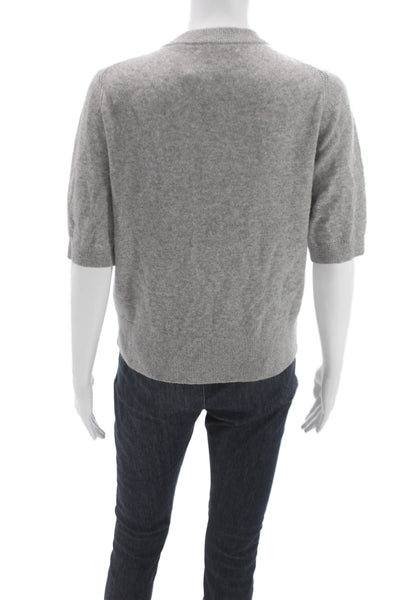 White + Warren Womens Cashmere Short Sleeve Cardigan Gray Size M