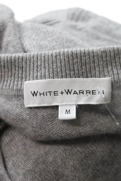 White + Warren Womens Cashmere Short Sleeve Cardigan Gray Size M