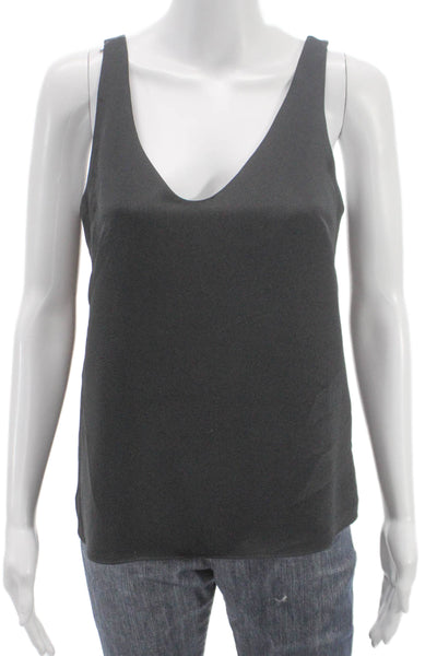 J Crew Womens Black V-Neck Sleeveless Basic Tank Polyester Blend Size 0