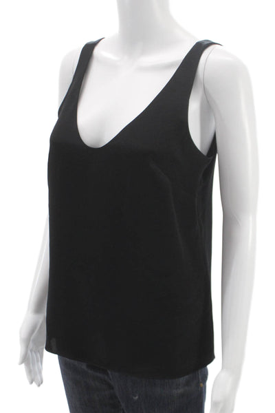 J Crew Womens Black V-Neck Sleeveless Basic Tank Polyester Blend Size 0