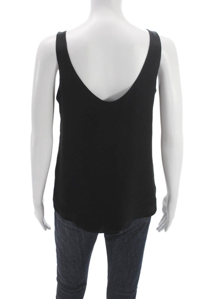J Crew Womens Black V-Neck Sleeveless Basic Tank Polyester Blend Size 0