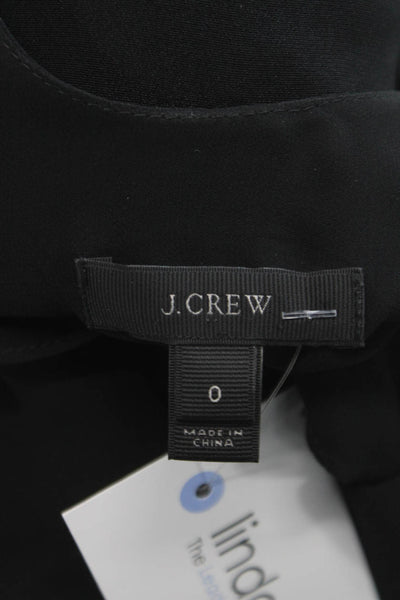 J Crew Womens Black V-Neck Sleeveless Basic Tank Polyester Blend Size 0