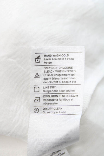 Vince Women Basic V Neck Blouse White Triacetate Short Sleeve Size XS
