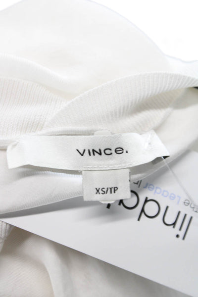 Vince Women Basic V Neck Blouse White Triacetate Short Sleeve Size XS