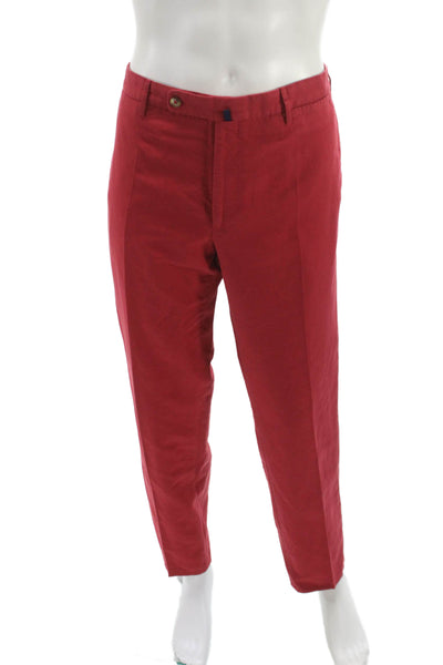 Incotex Mens Chino Pants Red Chinolino Button Closure Size 54