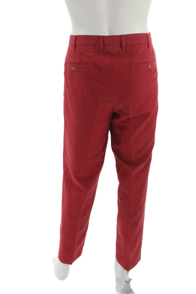 Incotex Mens Chino Pants Red Chinolino Button Closure Size 54
