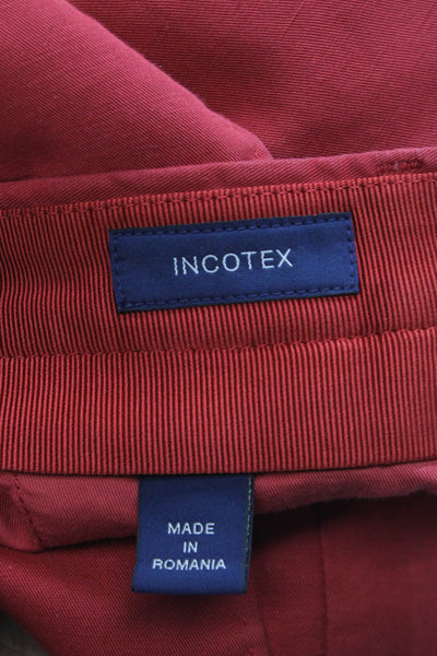 Incotex Mens Chino Pants Red Chinolino Button Closure Size 54