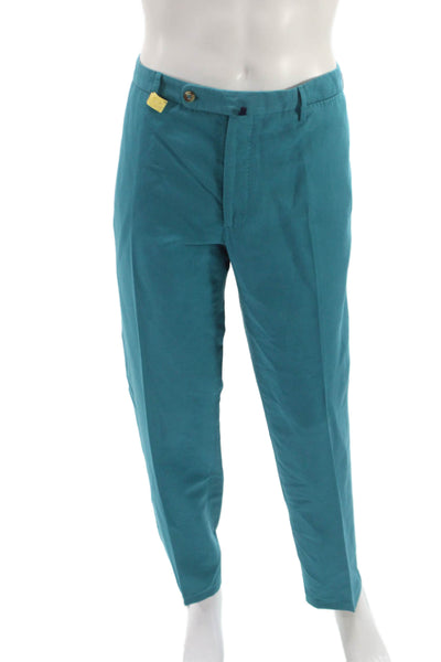 Incotex Mens Chino Pants Green Chinolino Button Size 54
