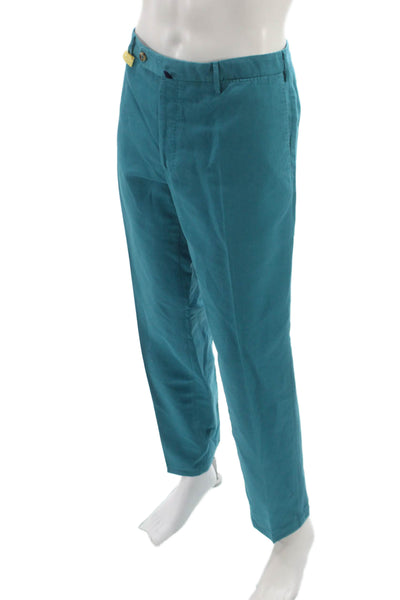Incotex Mens Chino Pants Green Chinolino Button Size 54
