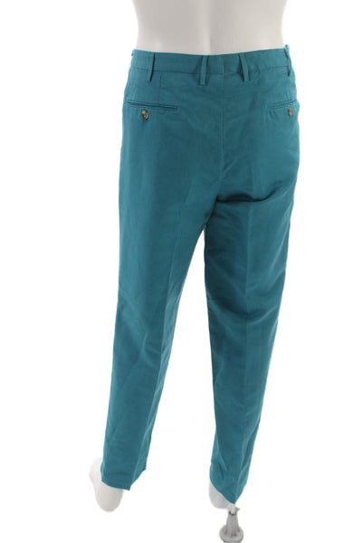 Incotex Mens Chino Pants Green Chinolino Button Size 54