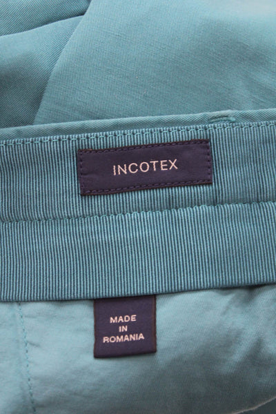 Incotex Mens Chino Pants Green Chinolino Button Size 54