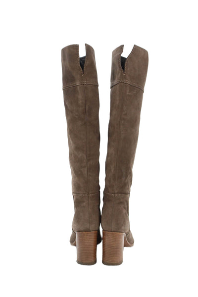 Bettye Muller Womens Slip On Block Heel Knee High Boots Brown Suede Size 39