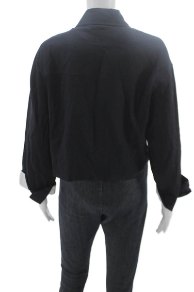 Zara Womens Military Jacket Blue Polyester Long Sleeve Button Size M