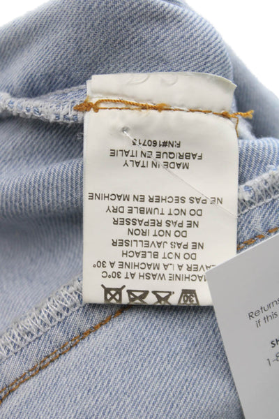 Retrofete Women Blue Basic Jacket 3/4 Sleeve Cotton Collar Size L