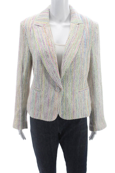 Drew Womens Herringbone Multicolor Blazer Button Long Sleeve Size L