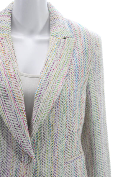 Drew Womens Herringbone Multicolor Blazer Button Long Sleeve Size L