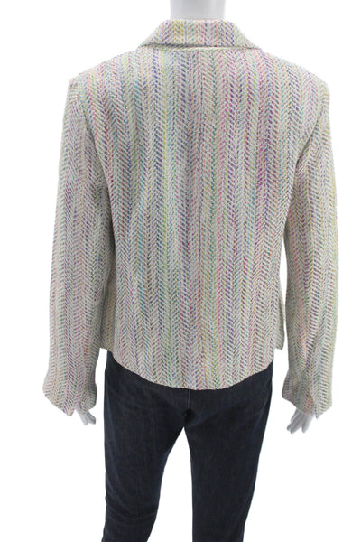 Drew Womens Herringbone Multicolor Blazer Button Long Sleeve Size L