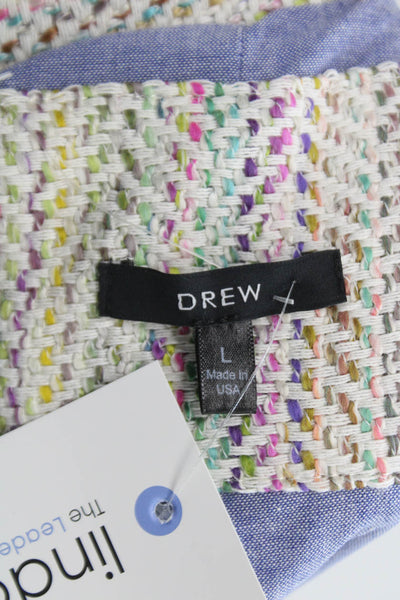 Drew Womens Herringbone Multicolor Blazer Button Long Sleeve Size L