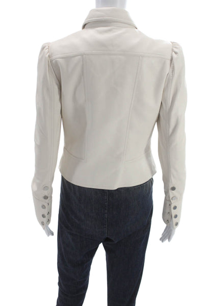 Jonathan Simkhai Womens Ivory Faux Leather Basic Jacket Snap Long Sleeve Size S
