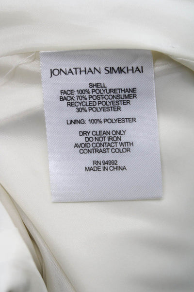 Jonathan Simkhai Womens Ivory Faux Leather Basic Jacket Snap Long Sleeve Size S