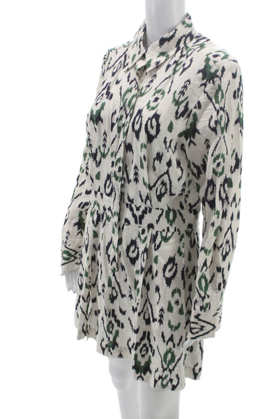 Zara Womens Shirt Dress White Collared Long Sleeve Viscose Knee Length Size L