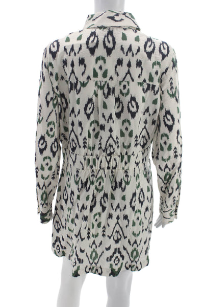 Zara Womens Shirt Dress White Collared Long Sleeve Viscose Knee Length Size L