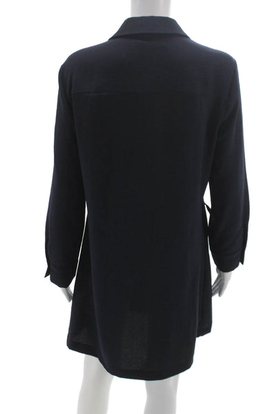 Zara Womens Blue Collared Long Sleeve Shirt Dress Polyester Size L