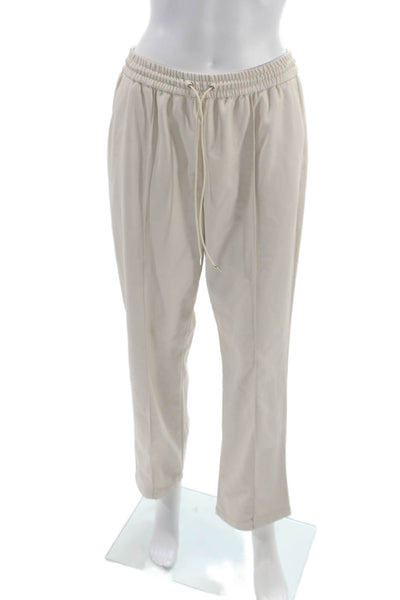 Jonathan Simkhai Women Beige Polyurethane Drawstring Jogger Pants Size M