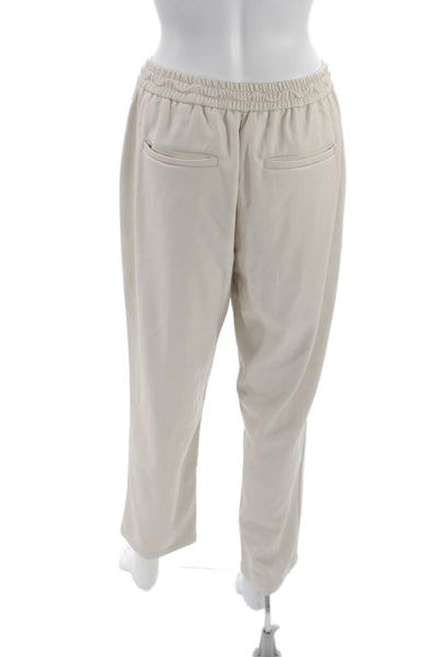 Jonathan Simkhai Women Beige Polyurethane Drawstring Jogger Pants Size M