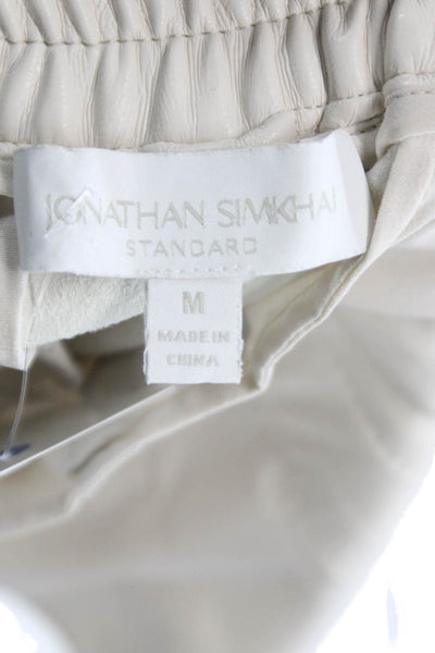 Jonathan Simkhai Women Beige Polyurethane Drawstring Jogger Pants Size M
