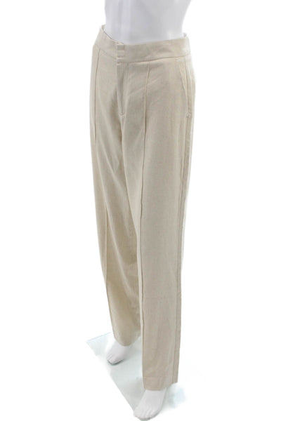 Zara Womens Linen Dress Pants Beige Button Size XS