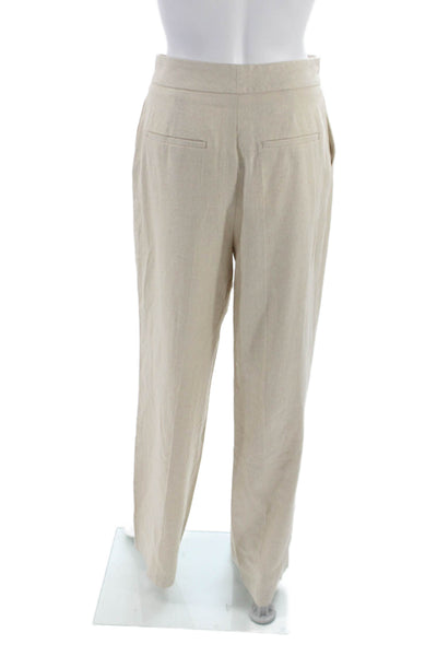 Zara Womens Linen Dress Pants Beige Button Size XS