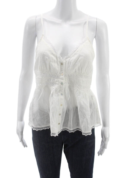 Zara Women Tank Scoop Neck Cotton Sleeveless White Size S