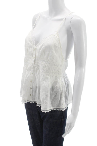 Zara Women Tank Scoop Neck Cotton Sleeveless White Size S