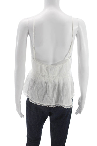 Zara Women Tank Scoop Neck Cotton Sleeveless White Size S