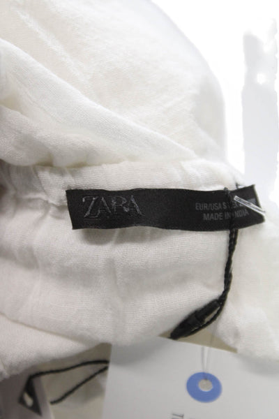 Zara Women Tank Scoop Neck Cotton Sleeveless White Size S