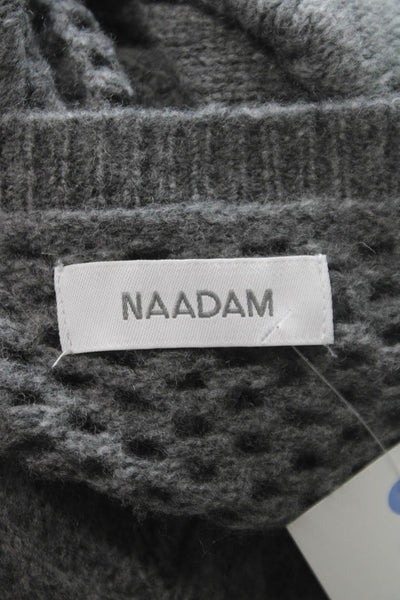 Naadam Women Cardigan V-Neck Merino Cashmere Gray Long Sleeve Size XS