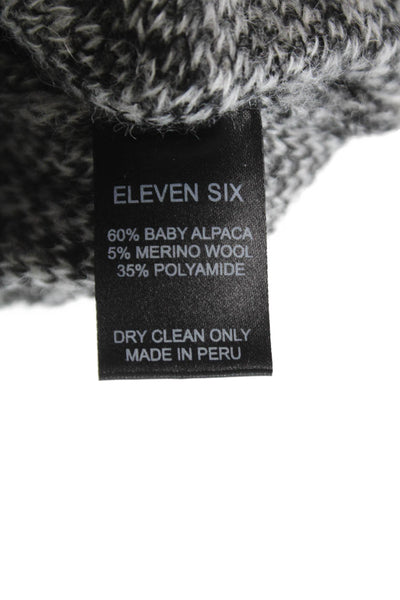 Eleven Six Women Cardigan Sweater Black Geometric V Neck Baby Alpaca Size M