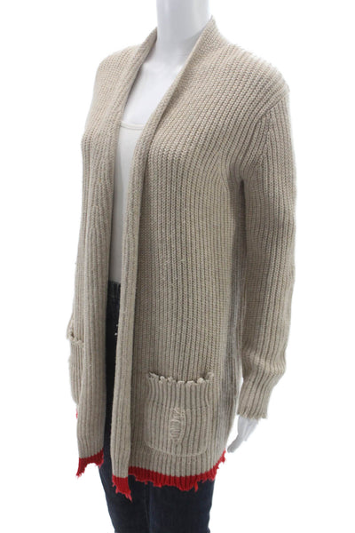 Zadig & Voltaire Women Collared Wool Cardigan Beige Long Sleeve Size XS