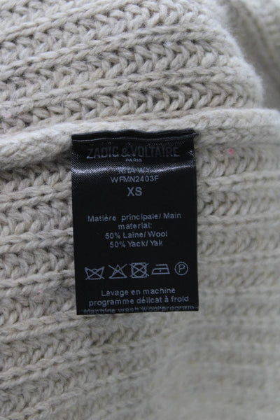 Zadig & Voltaire Women Collared Wool Cardigan Beige Long Sleeve Size XS