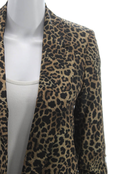 Zara Women Brown Animal Print Blazer 3/4 Sleeve Size XS