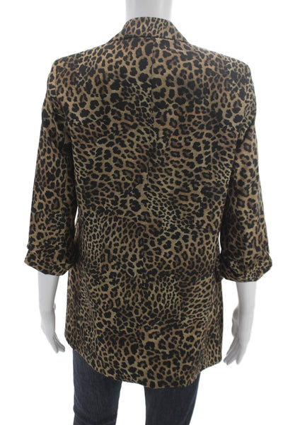 Zara Women Brown Animal Print Blazer 3/4 Sleeve Size XS