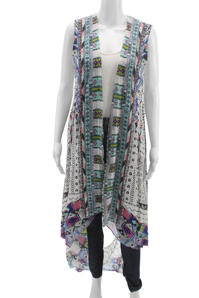 Camilla Women Kimono Vest Multicolor Geometric Polyester Sleeveless Size One