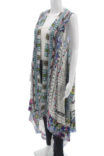 Camilla Women Kimono Vest Multicolor Geometric Polyester Sleeveless Size One