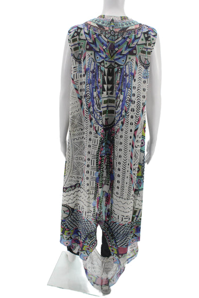 Camilla Women Kimono Vest Multicolor Geometric Polyester Sleeveless Size One